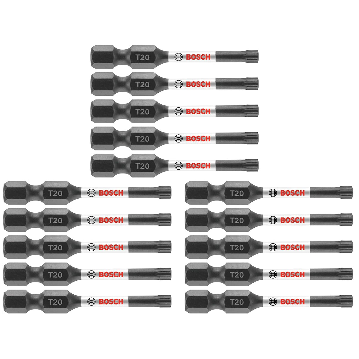 BOSCH ITT20215 paquete de 15 pulgadas Torx #20 - Brocas de potencia de atornillado resistentes a impactos - 2 in (5.08 cm) - Impact Torx #20 - Brocas de potencia - Paquete de 15