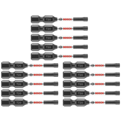 BOSCH ITT20215 paquete de 15 pulgadas Torx #20 - Brocas de potencia de atornillado resistentes a impactos - 2 in (5.08 cm) - Impact Torx #20 - Brocas de potencia - Paquete de 15