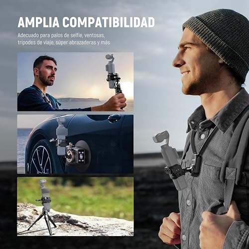 NEEWER Pocket 3 Cage compatible con DJI Osmo Pocket 3 y Creator Combo Accesorios, plataforma de extensión de grabación de video cardán con adaptador de cámara de acción, roscas de 1/4 pulgadas, zapato