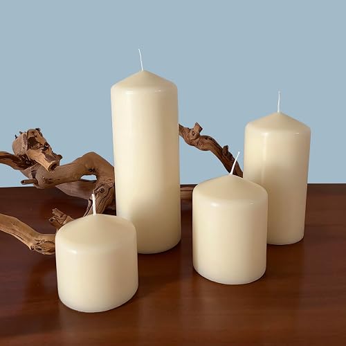Stonebriar - Paquete de 3 velas altas de 3 x 3 pulgadas de 18 horas de duración de cera de marfil sin perfume