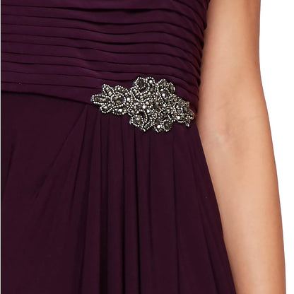 Alex Evenings Long Cowl Neckline Mother of The Bride Dress, Formal Event Gown (Petite and Regular Sizes) Vestido para ocasión Especial Mujer