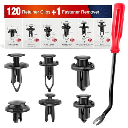 Nilight 120 Clips de Retención y Removedor, 6.3 mm, 8 mm, 9 mm, 10 mm, para GM, Ford, Toyota, Honda