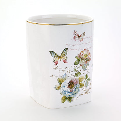 Avanti Linens - Papelera decorativa, decoración del hogar inspirada en mariposas (colección de jardín de mariposas), color blanco - Una talla - Blanco