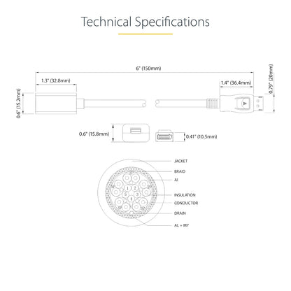 Startech CABSTA4100 Adaptador Displayport Macho A Mini Displaypor - Dp M, Mini Dp Fm, Macho/Hembra, Color Blanco