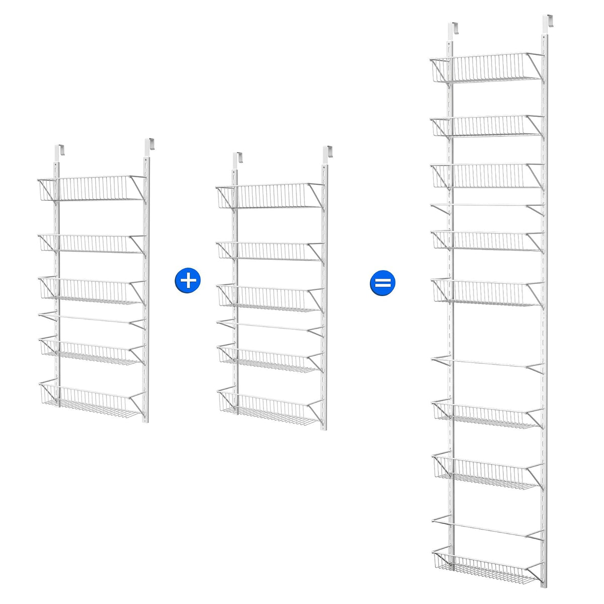 Home-Complete - Organizador de pared colgante para clóset, baño o cocina, organización y almacenamiento - Estantes de despensa de metal (blanco)