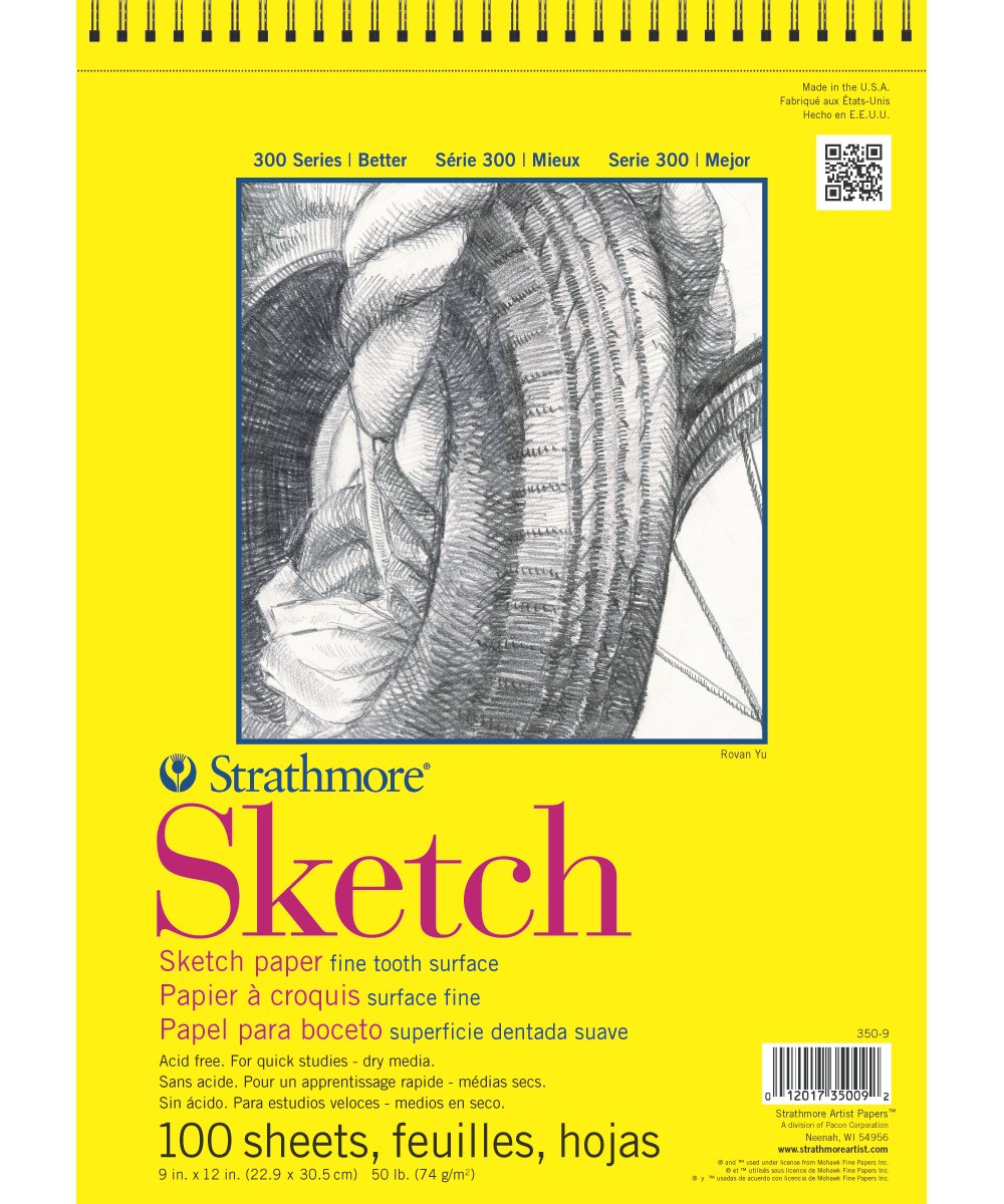Strathmore Bloc de Bocetos Serie 300, Papel Ligero de 50 lb - 9x12 inch