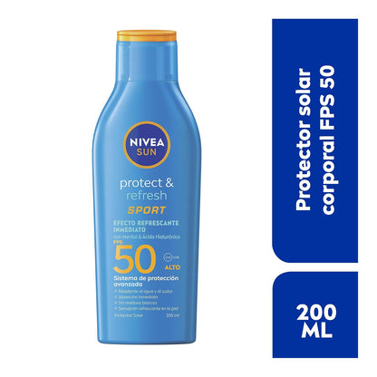 Protector Solar Corporal NIVEA SUN Protect & Refresh Sport En Loción FPS 50+ 200Ml, Rápida Absorción