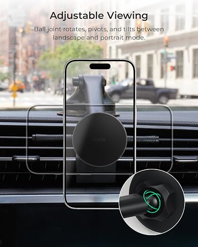 iOttie iTap 3 Soporte magnético para salpicadero y Parabrisas con Adaptador de Anillo magnético Compatible con teléfonos Inteligentes Qi2, MagSafe, iPhone y Android.