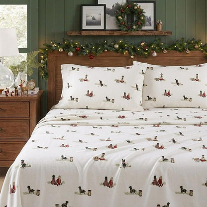 Eddie Bauer - Juego de sábanas Queen, Ropa de Cama de Franela de algodón cálido y Transpirable con Bolsillos Profundos, Cepillado para Mayor suavidad, acogedora decoración del hogar, Certificado