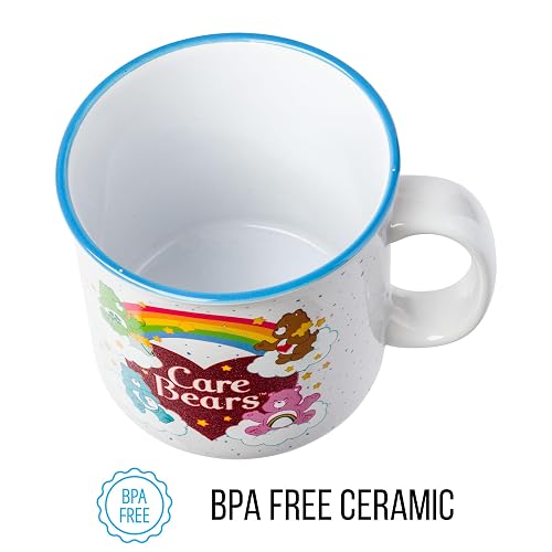 Silver Buffalo Care Bears - Taza de cerámica con logotipo de corazón arcoíris de 20 onzas