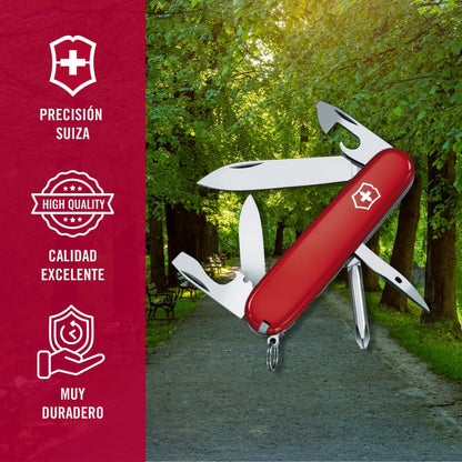 Victorinox Navaja Tinker, Roja, 13 Usos | Cuchillo de bolsillo EDC con destornillador Phillips, hoja de 59 mm, abrelatas y abrebotellas. Fabricado en Suiza