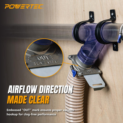 POWERTEC 70326-P2 Blast Gate 4 pulgadas, con sello antiobstrucción y fugas de aire para la recogida de polvo, 2 unidades