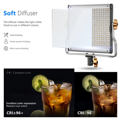 Neewer Bi-color LED Regulable con U Soporte de Video Pro de Luz para Estudio, YouTube Al aire libre Video Kit de Iluminación de Fotografía, Marco de Metal Durable, 480 LED Beads, 3200-5600K, CRI 96+