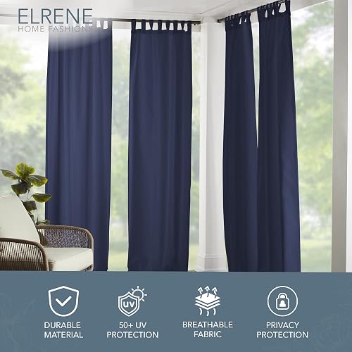 Elrene Home Fashions 026865643039 Panel de Cortina Sencillo con lengüeta sólida, para Interiores/Exteriores, Azul, 52" x 108", 1, 1