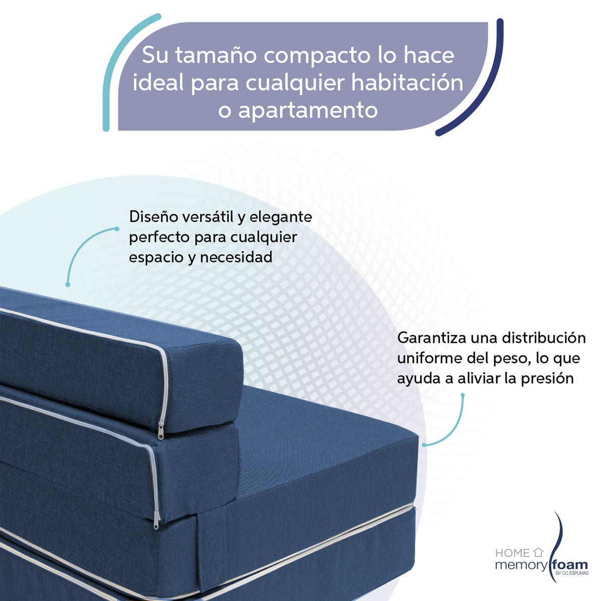 Memory Foam Sofa Cama Cozy Plegable Home (Azul, Matrimonial)