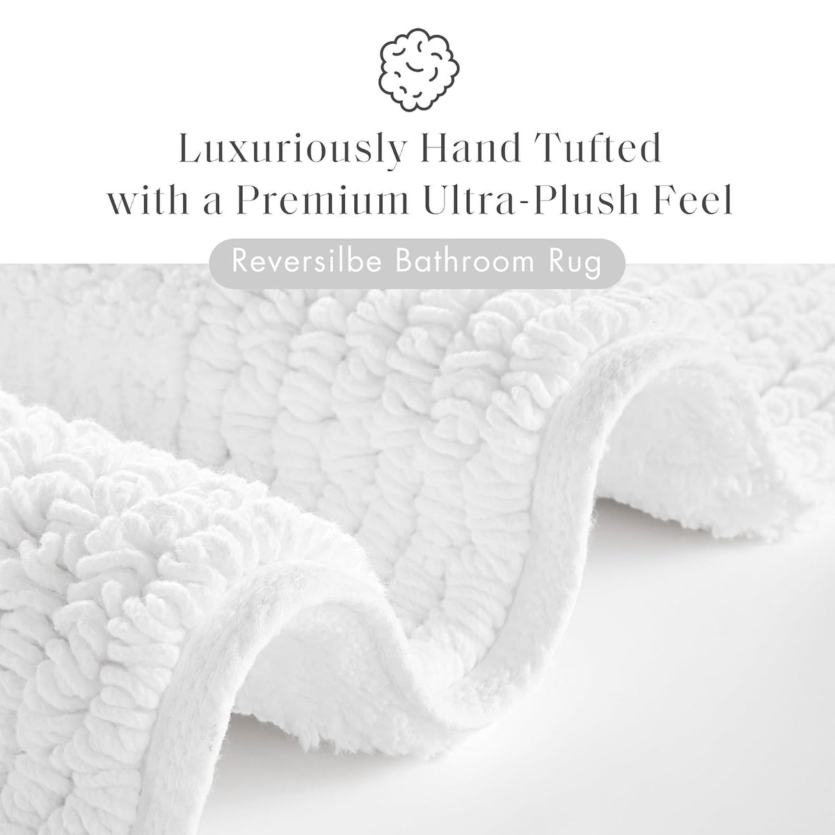 Madison Park Signature Splendor Reversible 100% Cotton Tufted Bathroom Rug-3000 gsm Hotel Quality Luxurious Plush High Pile Bath Mat Absorbent, Quick Dry, Shower Room Décor, 21x34, White