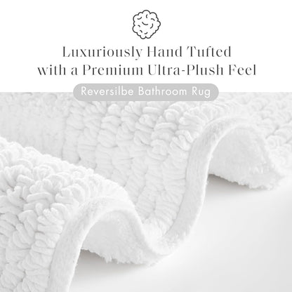 Madison Park Signature Splendor Reversible 100% Cotton Tufted Bathroom Rug-3000 gsm Hotel Quality Luxurious Plush High Pile Bath Mat Absorbent, Quick Dry, Shower Room Décor, 21x34, White