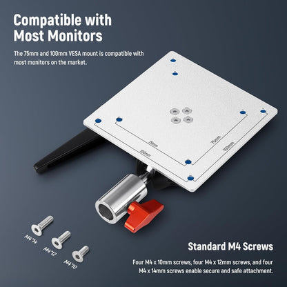 NEEWER Adaptador de Soporte de Monitor con Soporte VESA, Adaptador de Soporte de Luz de Aleación de Aluminio,Tornillo M4 de Rótula Doble de 360° y Receptor de 5/8 ", Carga Máxima 14lb/6.3kg(MA001