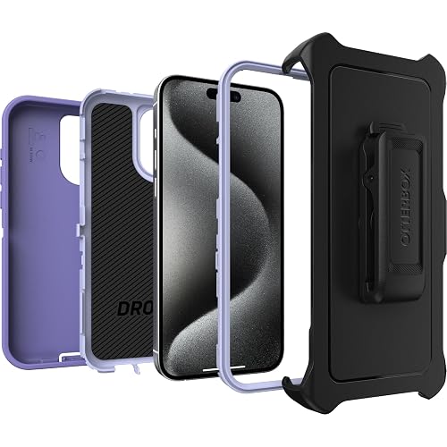 OtterBox - Funda para iPhone 15 Pro MAX (Solamente) Defender Series, Mountain Majesty (Morado), sin Pantalla, Resistente y Duradero, con protección de Puerto, Incluye Soporte de Clip de Funda