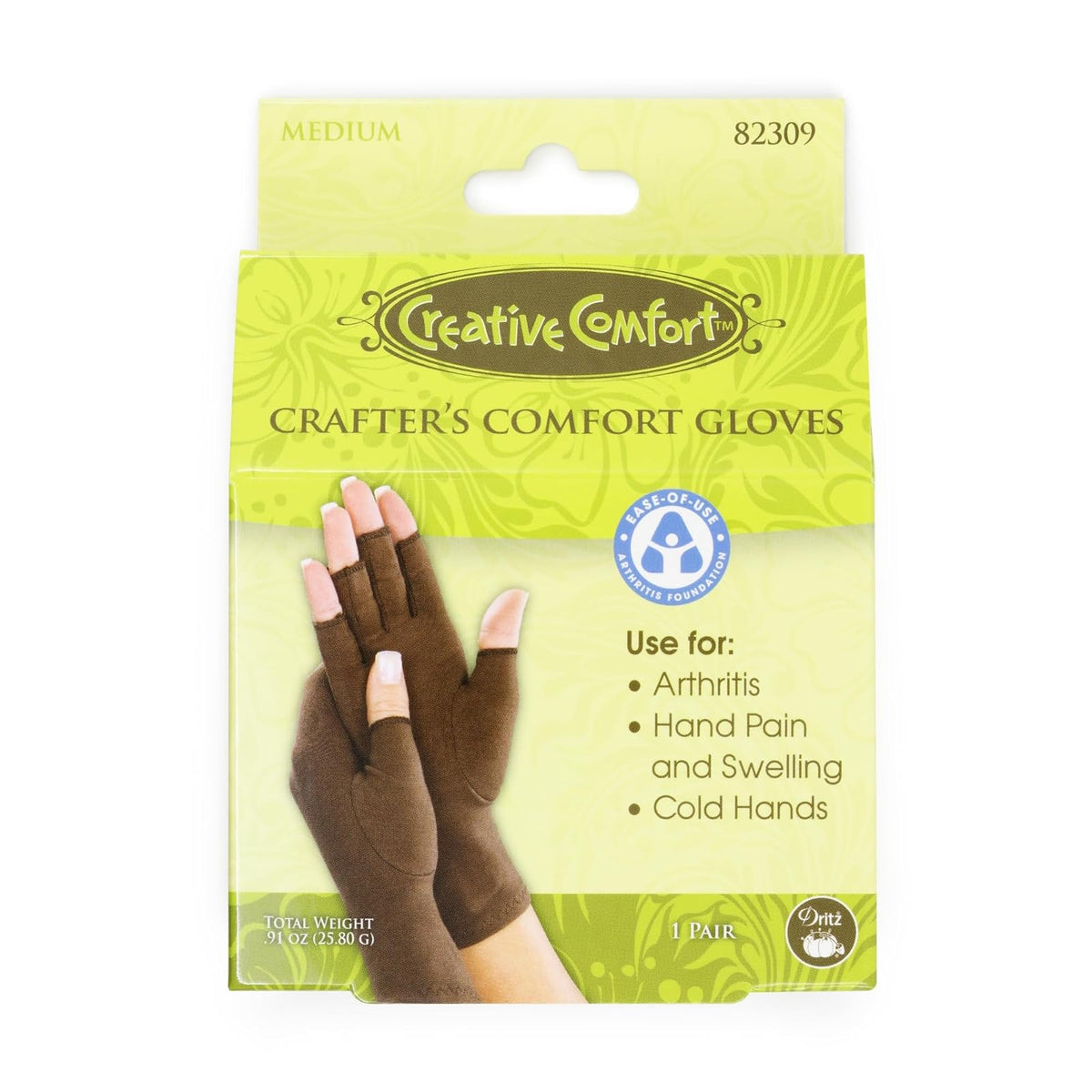 Dritz Comfort, 1 par, Guante de artesanía tamaño Mediano, (2 Unidades), café