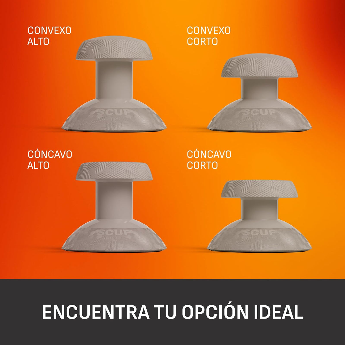 SCUF Valor Pro Kit de Sustitución del Sticks – Gris Claro | 1 Corto Cóncavo, 1 Corto Convexo, 1 Largo Cóncavo, 1 Largo Convexo, Fácil de Intercambiar, Duradero