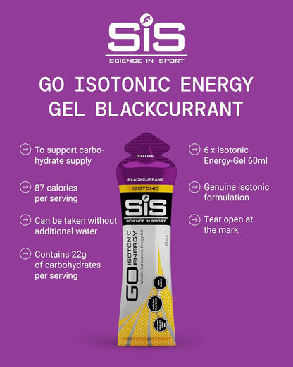 SiS GO Isotonic Energy Gel sabor Grosella | Gel Isotónico con Carbohidratos | Textura Líquida y Fácil de Consumir | Ideal para Running, Ciclismo y Deportes de Resistencia | Sin Gluten y Apto para Veganos | Caja 6 x 60ml – Science in Sport