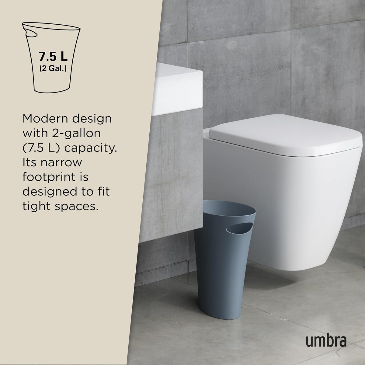 Umbra Skinny Bote de Basura, Azul pizarra