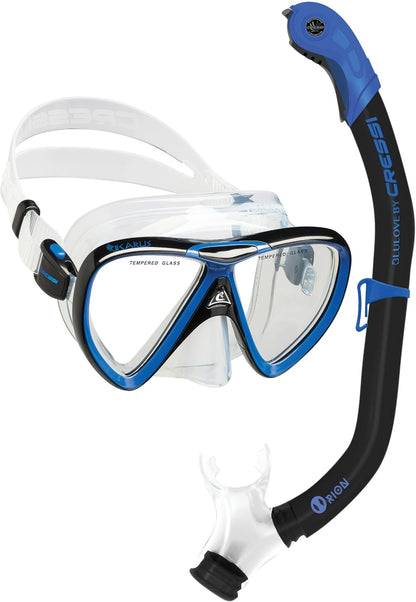 Cressi Ikarus & Orion Kit de Snorkel para Adultos - Negro - Azul