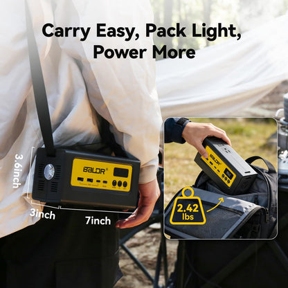 BALDR Estación de energía portátil de 28000 mAh, 90 Wh LiFePO4 batería de reserva para camping, generador solar de carga rápida con toma de CA de 150 W, banco de energía de máxima potencia para
