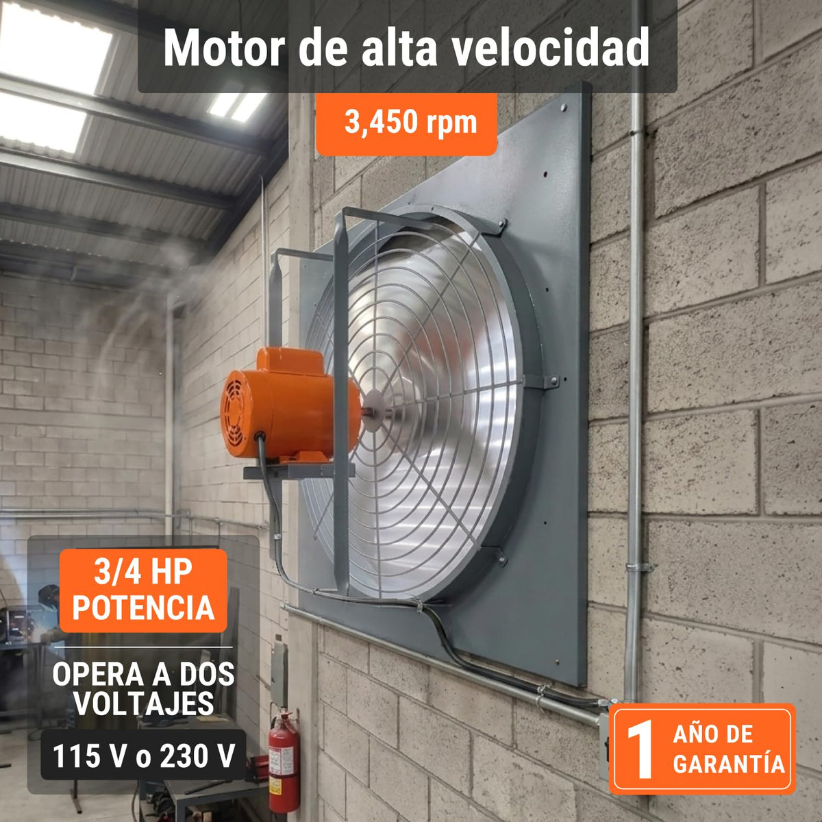 Truper MOE-3/4A, Motor eléctrico monofásico de 3/4 HP, alta velocidad, servicio continuo y reversible