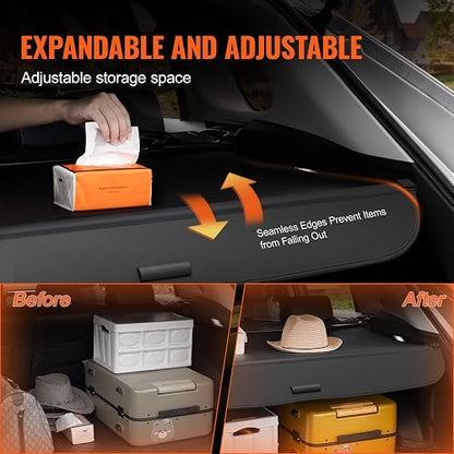 VEVOR Funda de Carga Retráctil Impermeable Mejorada de Maletero, Protección de Seguridad para Honda CRV 2023-2025 5 Plazas Resistente a los Rayos UV con Aleación Aluminio, PVC, Textura de Cuero