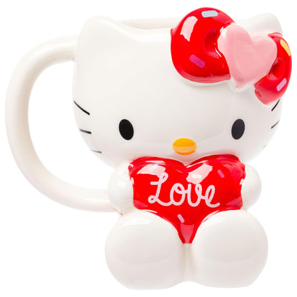 Silver Buffalo Hello Kitty Set de Tazón para Ramen con Palillos, 20 oz - Hello Kitty Holding Love Heart