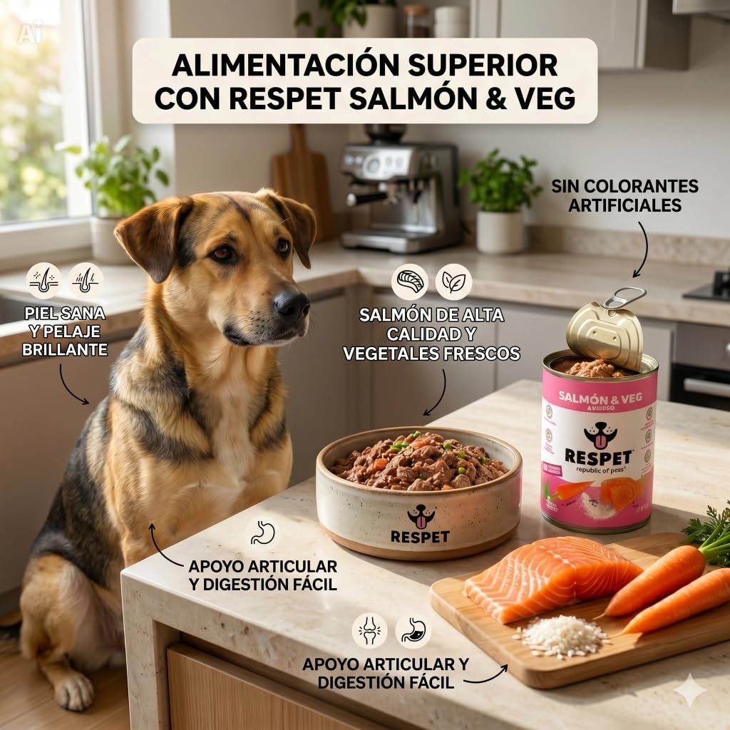 RESPET Alimento Húmedo Perro Adulto Salmón y Vegetales Sin Gluten 12 Latas 410g