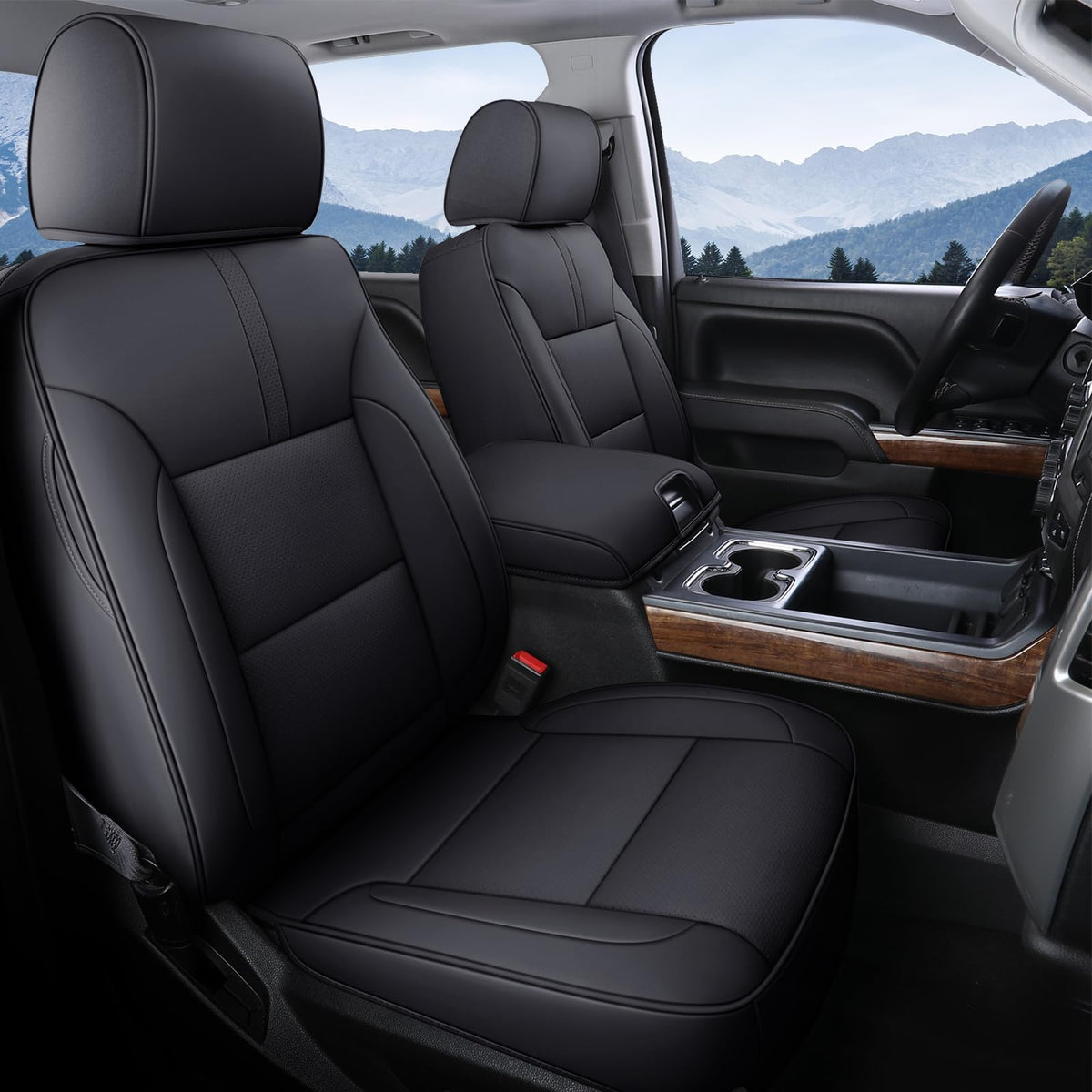 Coverado Fundas De Asiento Silverado, Protectores De Asiento De Automóvil De Piel Impermeable, Juego Completo Personalizado, Compatible Con Chevy Silverado Gmc Sierra Pickup 2014-2018 1500 2015-2019 2500H