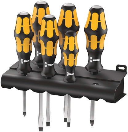 Wera 932/6 Kraftform Plus Juego de destornilladores y estante, 6 piezas