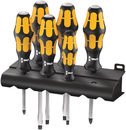 Wera 932/6 Kraftform Plus Juego de destornilladores y estante, 6 piezas