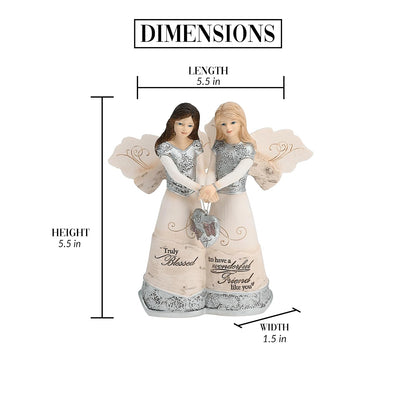 Pavilion Elements Angels - Figura de ángel Doble expositor de figura de ángel – Texto Impreso "Truly Blessed to Have A Wonderful Friend Like You", coleccionables de ángel, Cifras de Hermana ángel,