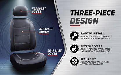 Plasticolor Funda de Asiento RAM 008628R25, 3 Piezas, Logo Gris, Negro, Ajuste Universal