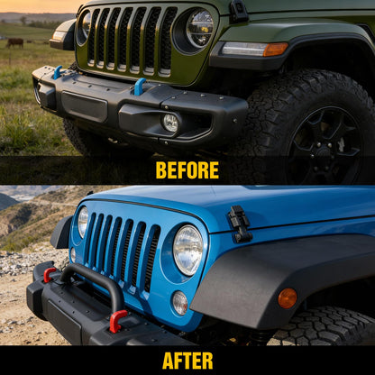 Nilight Protector de Cepillo para Polvo Frontal, Compatible con Jeep Wrangler JL 2018-2025, Gladiator JT 2019-2025, Protector de Rejilla de Barra de Acero se Adapta a Parachoques de Acero Rubicon de