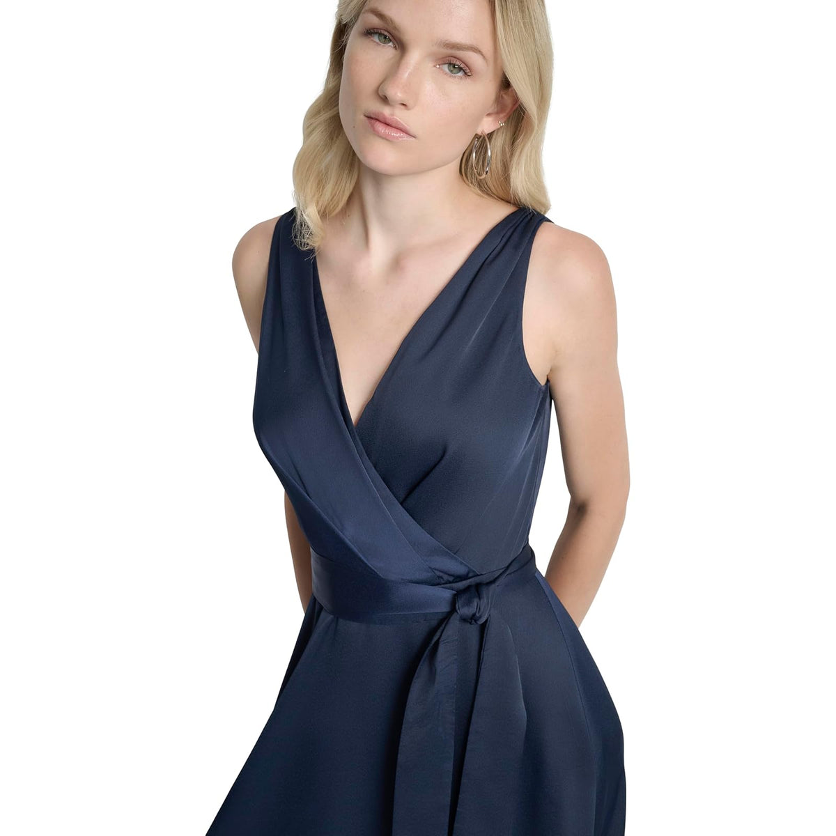 DKNY - Vestido de Manga Corta con Botones para Mujer