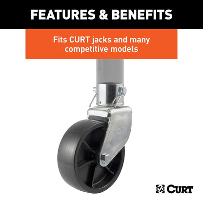CURT 28276 6-Inch Caster Trailer Jack Wheel Replacement, Fits 2-Inch Tube, 1,200 lbs.