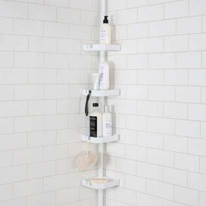 Bath Bliss, Good 4 Niveles de tensiones en Las Esquinas, estantes Ajustables de 48 a 101 Pulgadas, Organizador de baño para Tina y Ducha, Capacidad para Botellas Grandes, jabón, champú, paños Mate,