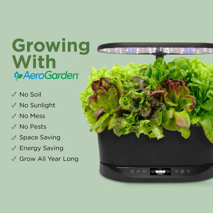 AeroGarden Bounty Basic - Jardín interior con luz LED de crecimiento, color negro