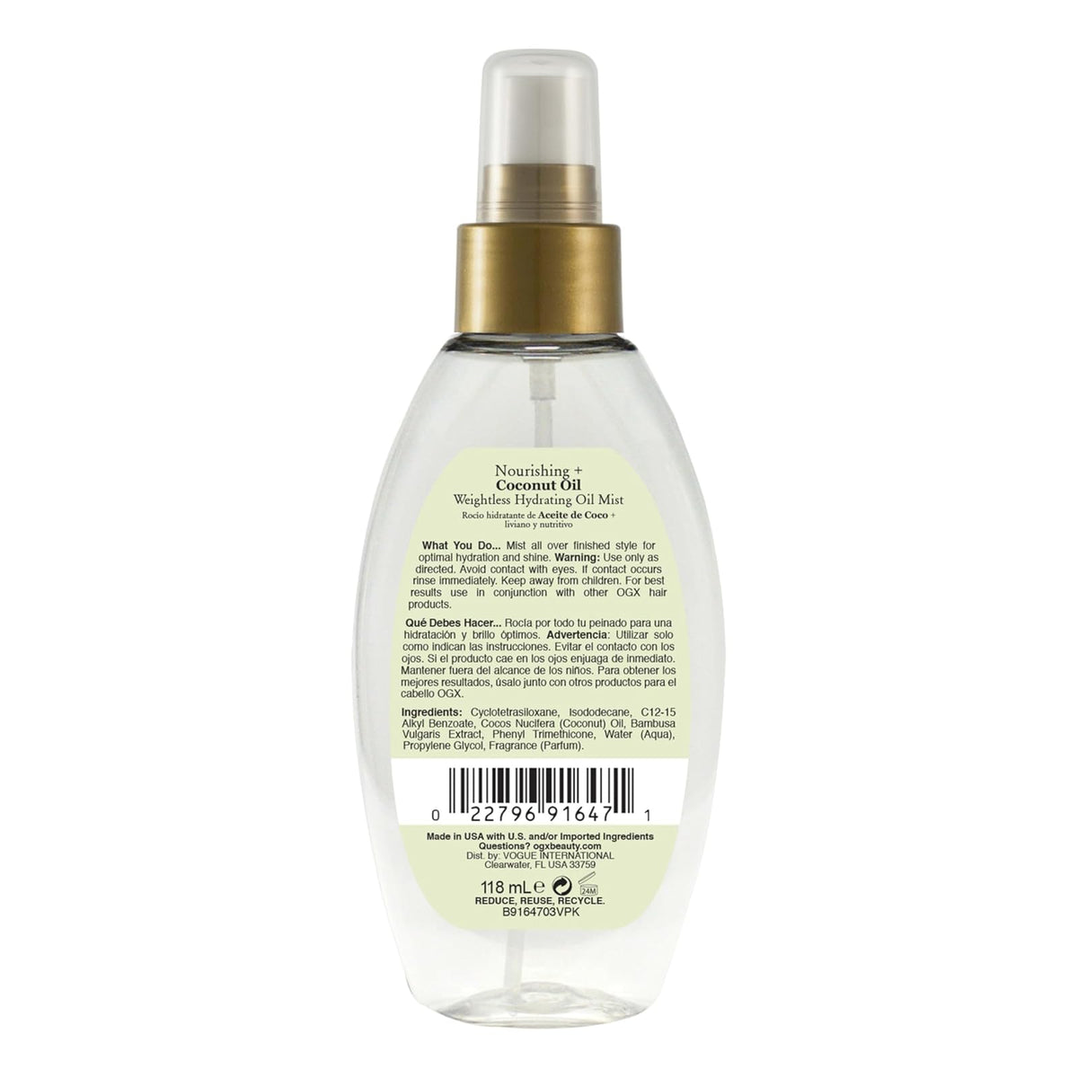 OGX, Tratamiento Capilar Nutritivo de Aceite de Coco, 125 ml