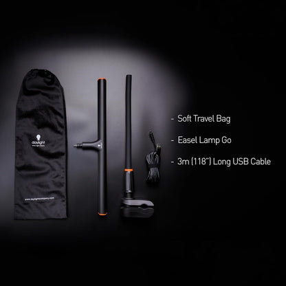 daylight Company Easel Lamp Go™ Premium 95+ CRI Lámpara de arte LED con atenuador de 3 pasos, cable USB-C y batería integrada para una excelente reproducción de color e iluminación ininterrumpida