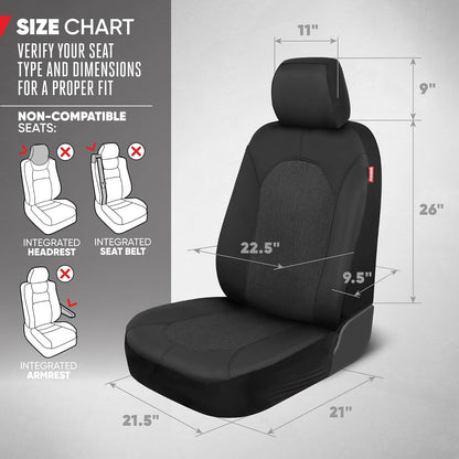 Motor Trend - Juego de Fundas de Asiento de Automóvil, 2 Asientos Delanteros, de Neopreno a Prueba de derrames, Protector de Asiento de Automóvil, Accesorios de automóvil, Fundas Interiores para SUV y