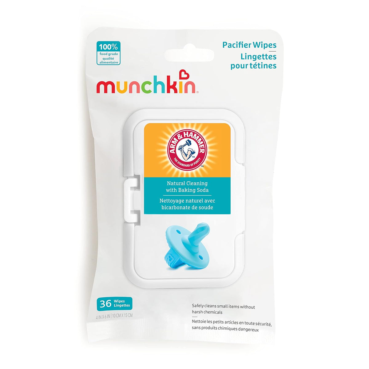 Munchkin Paquete Arm & Hammer de 36 toallitas para chupón, blanco