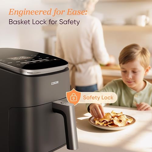 Cosori TurboBlaze 9 en 1 Freidora de aire de 6 cuartos de galón, revestimiento de cerámica premium, 90 ° a 450 ° F, calentamiento preciso para resultados uniformes, freír al aire, asar, hornear, asar