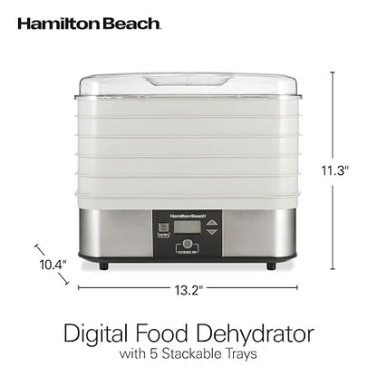 Hamilton Beach 32100A Deshidratador de Alimentos, 5 Bandejas Apilables, Gris