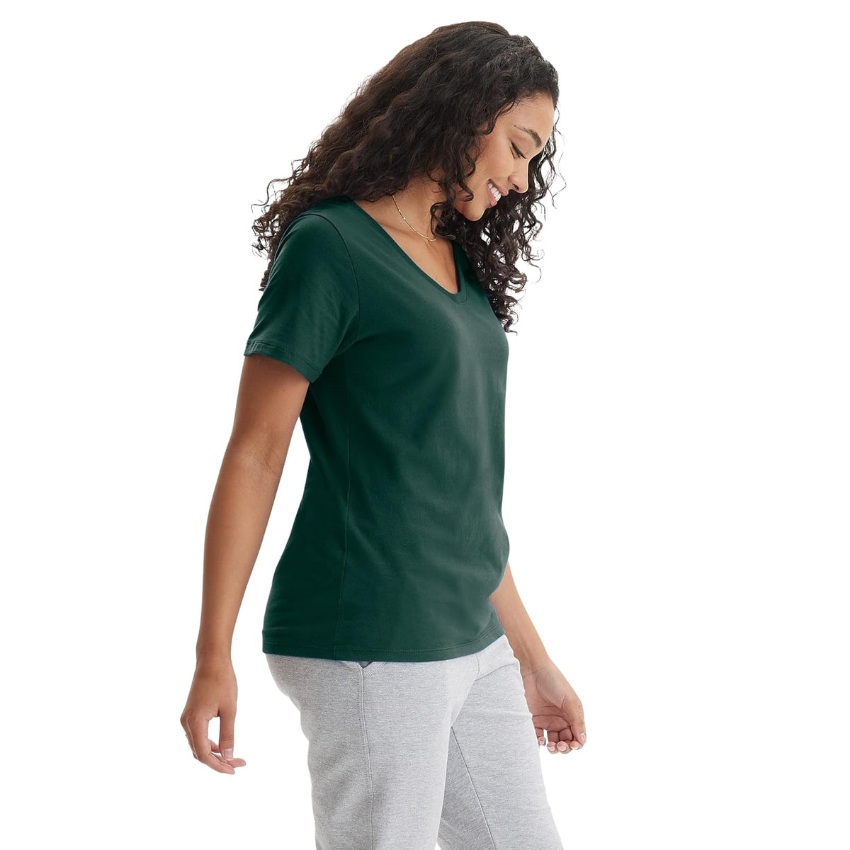 Hanes Perfect-T - Playera de Manga Corta de algodón con Cuello en V, 1 o 2 Unidades
